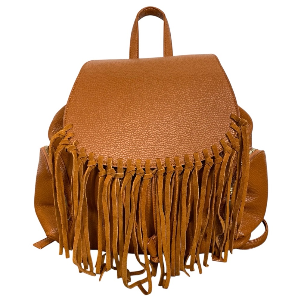 Lionel Tan Faux Leather Fringed Backpack